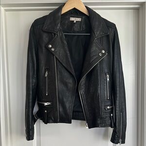 Iro Black Leather Jacket with Biker Style and Fitted Silhouette